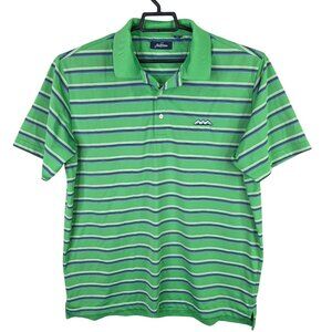 Mens Jack Nicklaus Green Blue Striped Golf Polo Shirt Polyester Short Sleeve XL